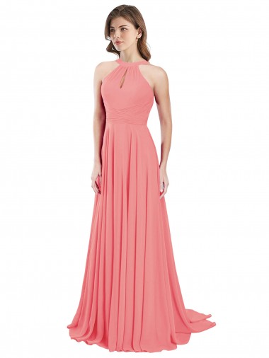 Criss Cross Back Sleeveless Halter Neck A-Line Chiffon Bridesmaid Dress / Evening Dress Worcester