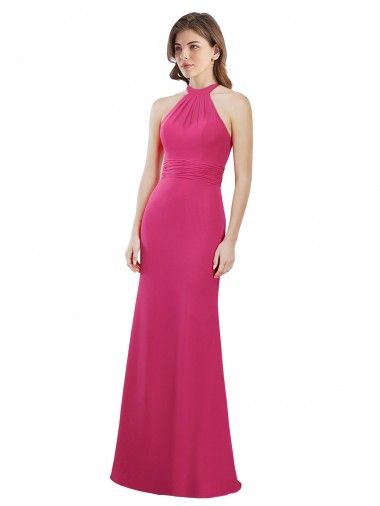 Criss Cross Open Back Sleeveless Halter Neck A-Line Soft Chiffon Bridesmaid Dress Worcester
