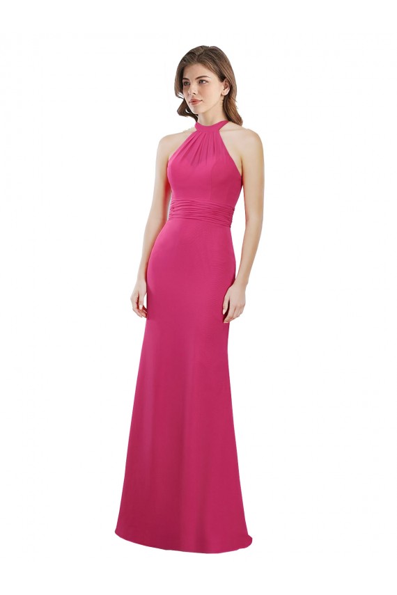 Criss Cross Open Back Sleeveless Halter Neck A-Line Soft Chiffon Bridesmaid Dress Worcester