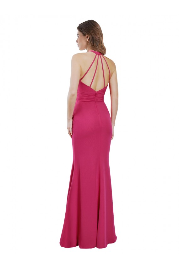 Criss Cross Open Back Sleeveless Halter Neck A-Line Soft Chiffon Bridesmaid Dress Worcester