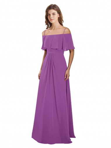 Dahlia Flutter Sleeves Off the Shoulder A-Line Soft Chiffon Bridesmaid Dress Worcester