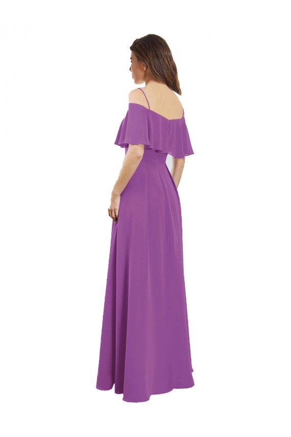 Dahlia Flutter Sleeves Off the Shoulder A-Line Soft Chiffon Bridesmaid Dress Worcester