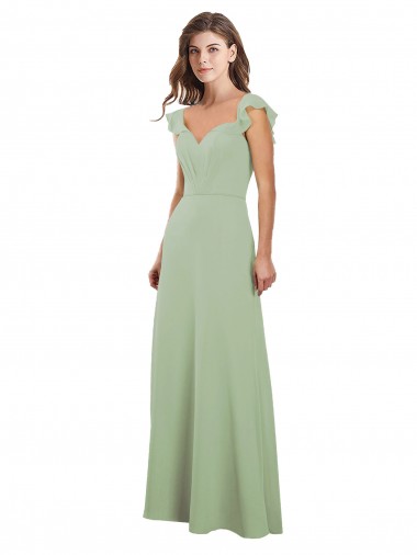 Low Back Cap Sleeves Sweetheart A-Line Soft Chiffon Bridesmaid Dress / Formal Dress Worcester