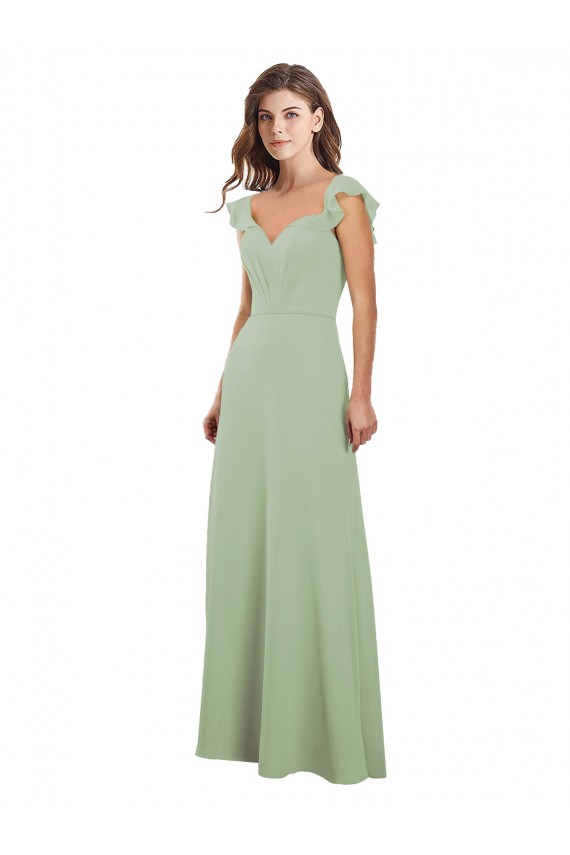 Low Back Cap Sleeves Sweetheart A-Line Soft Chiffon Bridesmaid Dress / Formal Dress Worcester