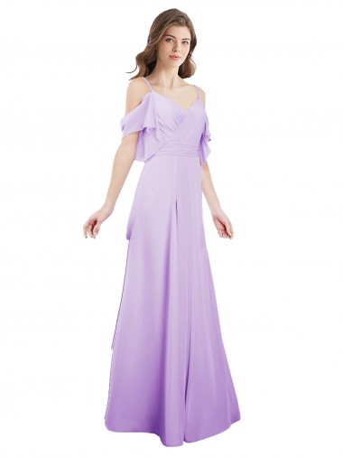Cold Shoulder Off the Shoulder A-Line Soft Chiffon Formal Dress / Bridesmaid Dress Worcester