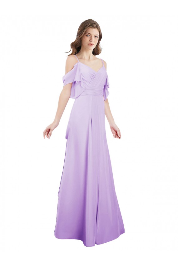 Cold Shoulder Off the Shoulder A-Line Soft Chiffon Formal Dress / Bridesmaid Dress Worcester