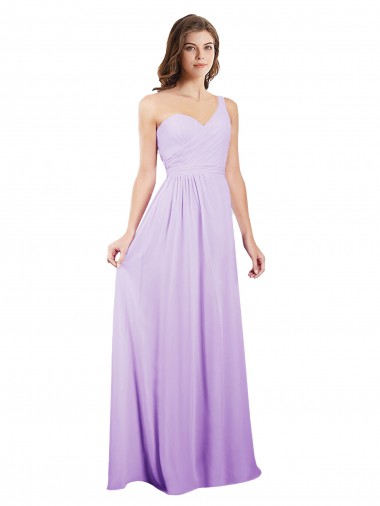 Lilac Sleeveless One Shoulder A-Line Chiffon Bridesmaid Dress / Evening Dress Worcester