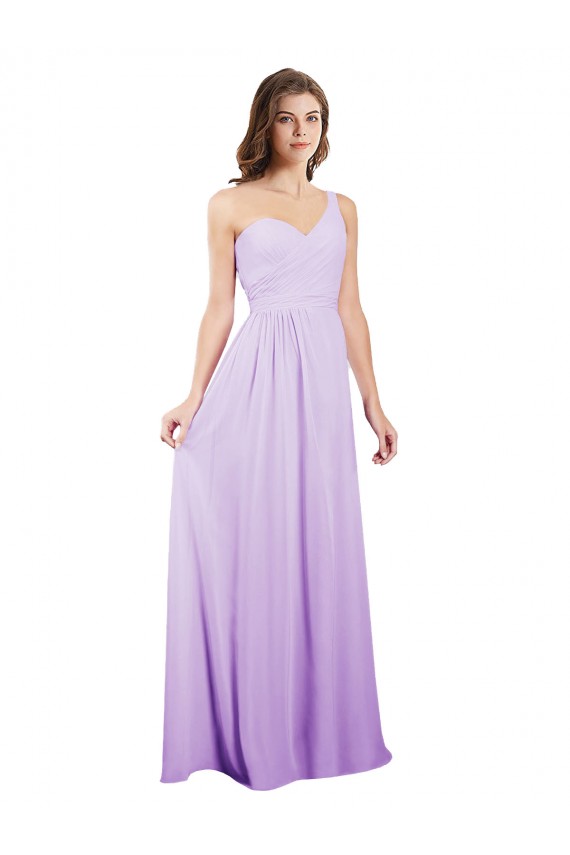Lilac Sleeveless One Shoulder A-Line Chiffon Bridesmaid Dress / Evening Dress Worcester