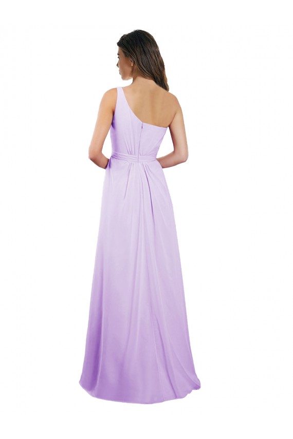 Lilac Sleeveless One Shoulder A-Line Chiffon Bridesmaid Dress / Evening Dress Worcester