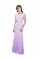 Open Back Cap Sleeves Round Neck Column Soft Chiffon Bridesmaid Dress Worcester