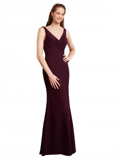 Low Back Sleeveless V-Neck Mermaid Soft Chiffon Bridesmaid Dress Worcester