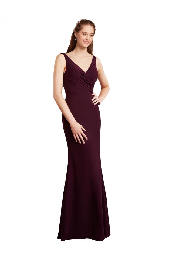 Low Back Sleeveless V-Neck Mermaid Soft Chiffon Bridesmaid Dress Worcester