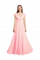 V-Back Cap Sleeves V-Neck A-Line Chiffon Bridesmaid Dress / Evening Gowns Worcester
