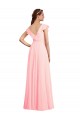 V-Back Cap Sleeves V-Neck A-Line Chiffon Bridesmaid Dress / Evening Gowns Worcester