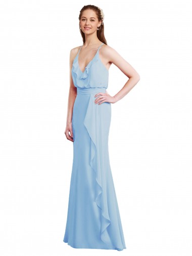 Low Back Sleeveless Spaghetti Straps Mermaid Soft Chiffon Bridesmaid Dress Worcester