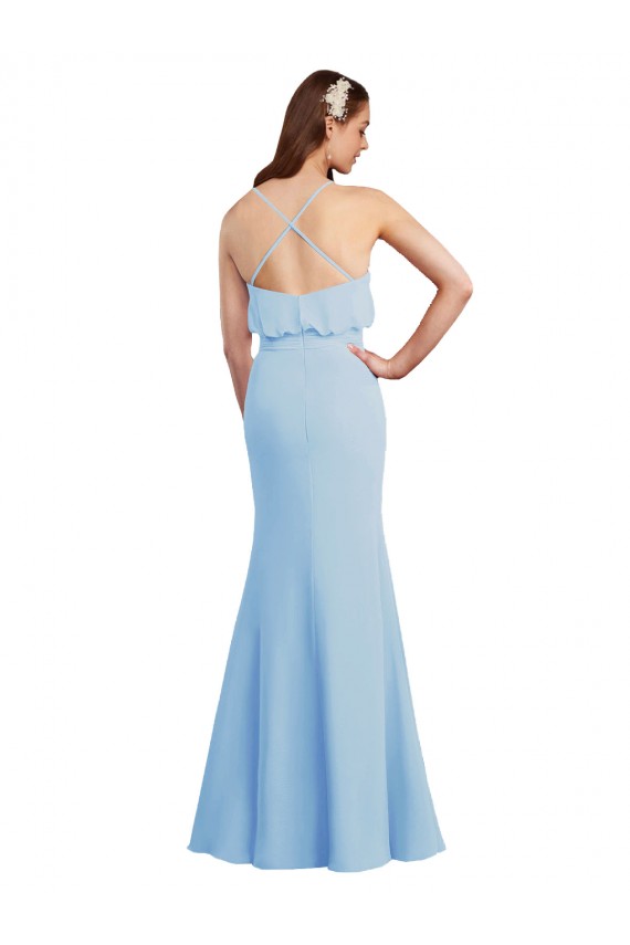 Low Back Sleeveless Spaghetti Straps Mermaid Soft Chiffon Bridesmaid Dress Worcester