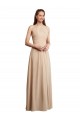 Low Back Champagne Sleeveless Halter Neck A-Line Soft Chiffon Bridesmaid Dress Worcester