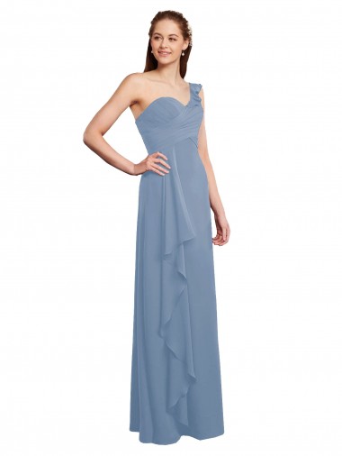 Sleeveless One Shoulder A-Line Chiffon Formal Dress / Bridesmaid Dress Worcester