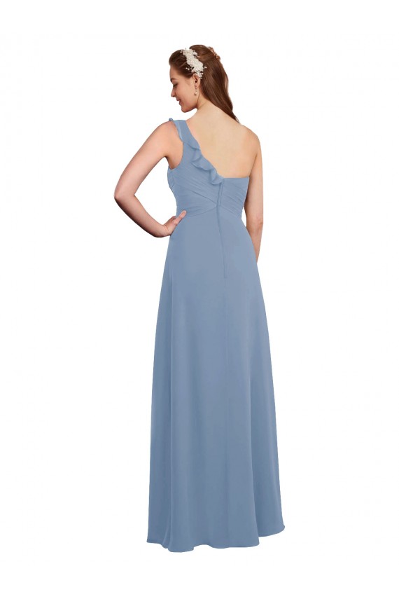 Sleeveless One Shoulder A-Line Chiffon Formal Dress / Bridesmaid Dress Worcester