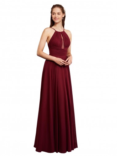 Open Back Sleeveless Spaghetti Straps A-Line Chiffon Bridesmaid Dress / Evening Dress Worcester