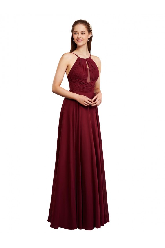 Open Back Sleeveless Spaghetti Straps A-Line Chiffon Bridesmaid Dress / Evening Dress Worcester