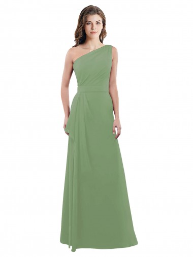 Seagrass Sleeveless One Shoulder A-Line Soft Chiffon Bridesmaid Dress Worcester