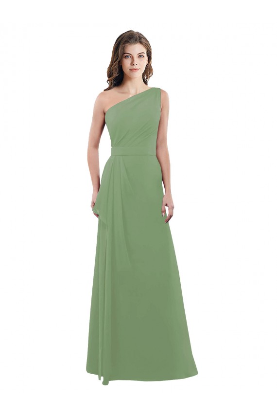 Seagrass Sleeveless One Shoulder A-Line Soft Chiffon Bridesmaid Dress Worcester