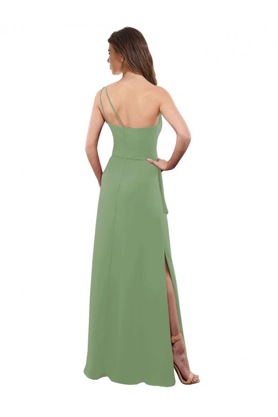 Seagrass Sleeveless One Shoulder A-Line Soft Chiffon Bridesmaid Dress Worcester