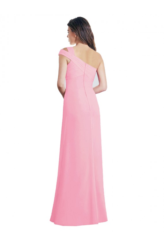 Barely Pink Sleeveless One Shoulder A-Line Chiffon Bridesmaid Dress Worcester