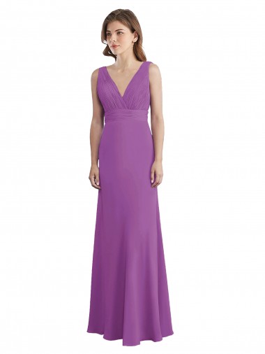 Low Back Dahlia Sleeveless V-Neck A-Line Soft Chiffon Bridesmaid Dress Worcester