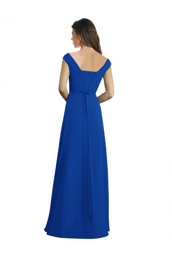 Royal Blue Sleeveless V-Neck A-Line Chiffon Bridesmaid Dress / Evening Dress Worcester