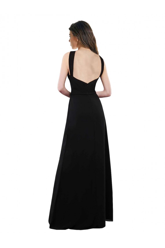 Open Back Black Sleeveless Halter Neck A-Line Soft Chiffon Bridesmaid Dress Worcester