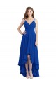 Open Back Royal Blue Sleeveless Spaghetti Straps A-Line Soft Chiffon High Low Bridesmaid Dress Worcester