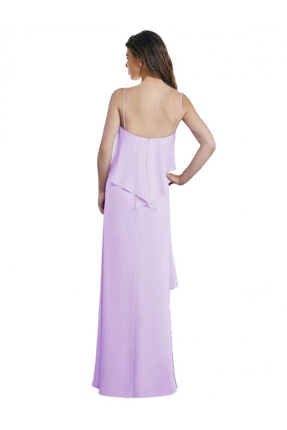 Low Back Sleeveless Spaghetti Straps A-Line Chiffon Bridesmaid Dress / Evening Dress Worcester