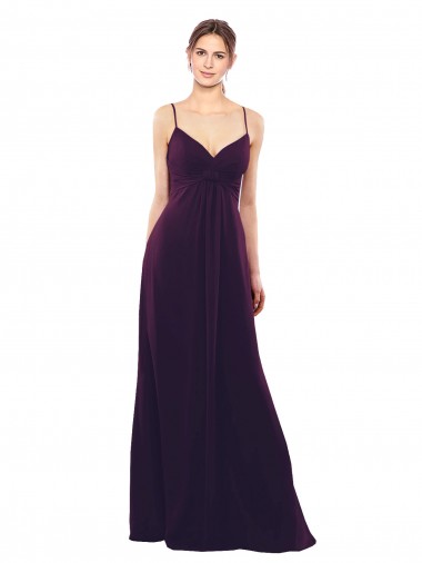Criss Cross Open Back Sleeveless Spaghetti Straps A-Line Soft Chiffon Formal Dress / Bridesmaid Dress Worcester