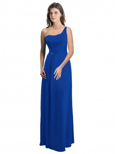 Low Back Sleeveless One Shoulder A-Line Soft Chiffon Bridesmaid Dress Worcester
