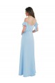 Low Back Light Sky Blue Cold Shoulder Spaghetti Straps A-Line Soft Chiffon Bridesmaid Dress Worcester
