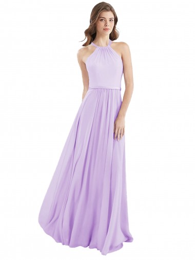 Lilac Sleeveless Halter Neck A-Line Chiffon Bridesmaid Dress / Evening Dress Worcester