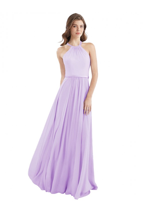 Lilac Sleeveless Halter Neck A-Line Chiffon Bridesmaid Dress / Evening Dress Worcester