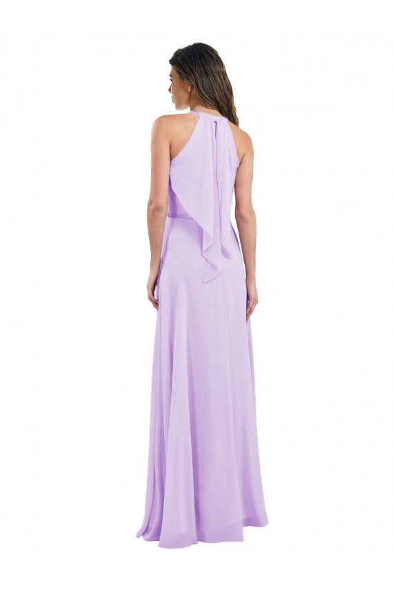 Lilac Sleeveless Halter Neck A-Line Chiffon Bridesmaid Dress / Evening Dress Worcester