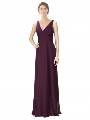Sleeveless V-Neck A-Line Soft Chiffon & Lace Bridesmaid Gown Worcester
