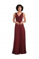 V-Back Burgundy Sleeveless V-Neck A-Line Soft Chiffon Bridesmaid Dress Worcester