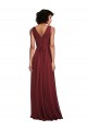 V-Back Burgundy Sleeveless V-Neck A-Line Soft Chiffon Bridesmaid Dress Worcester