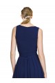 Dark Navy Sleeveless V-Neck A-Line Chiffon Wedding Party Dress Worcester