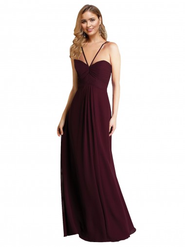 Open Back Sleeveless Spaghetti Straps A-Line Chiffon Wedding Party Dress Worcester