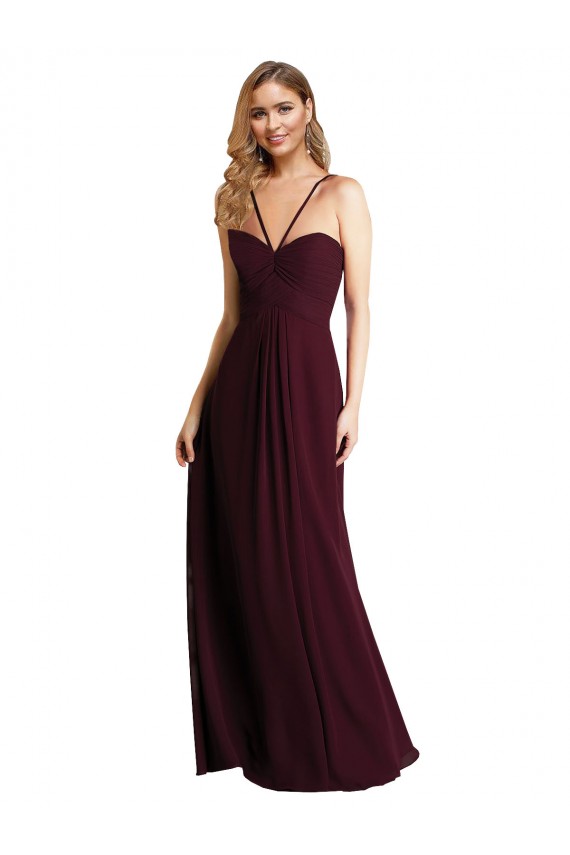 Open Back Sleeveless Spaghetti Straps A-Line Chiffon Wedding Party Dress Worcester