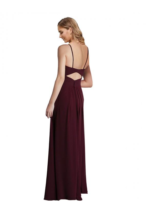 Open Back Sleeveless Spaghetti Straps A-Line Chiffon Wedding Party Dress Worcester