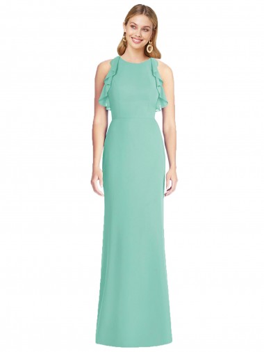 Open Back Sleeveless Jewel Neck Mermaid Soft Chiffon Bridesmaid Dress Worcester