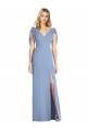 V-Back Dusty Blue Sleeveless V-Neck Mermaid Soft Chiffon Bridesmaid Dress Worcester