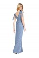 V-Back Dusty Blue Sleeveless V-Neck Mermaid Soft Chiffon Bridesmaid Dress Worcester
